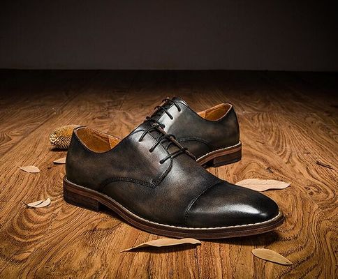 Waterproof Men'S Wedding Dress Shoes Lace Up Flat Heel Striped Slip On Shoes