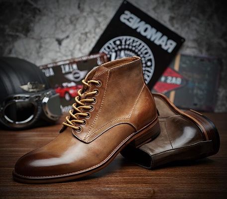 Autumn Winter Mens Leather Dress Boots High Top Leather Boots Cotton - Padded With Plush