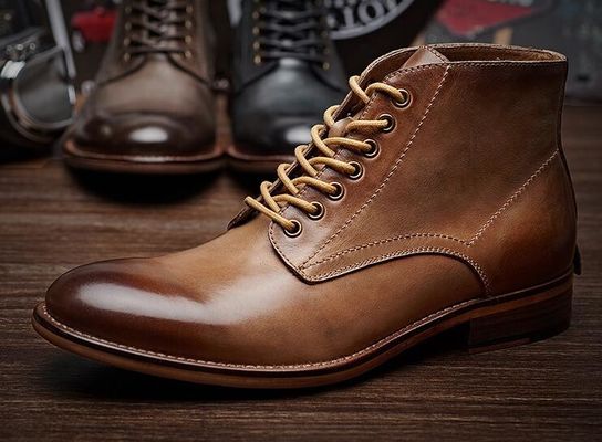 Autumn Winter Mens Leather Dress Boots High Top Leather Boots Cotton - Padded With Plush