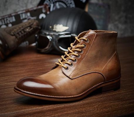 Autumn Winter Mens Leather Dress Boots High Top Leather Boots Cotton - Padded With Plush