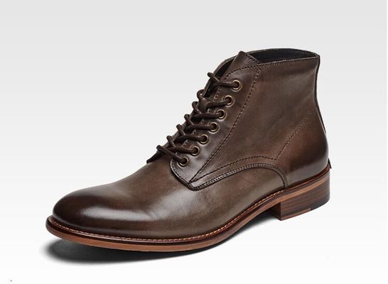 Autumn Winter Mens Leather Dress Boots High Top Leather Boots Cotton - Padded With Plush