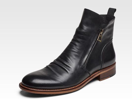 Round Toe Mens Ankle Boots Lace Up Genuine Leather Vintage Pointed Toe Boots