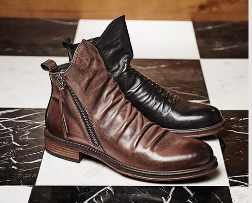 Silver Color Mens Slip On Leather Sneakers Round Toe Comfortable Stylish Walking Shoes