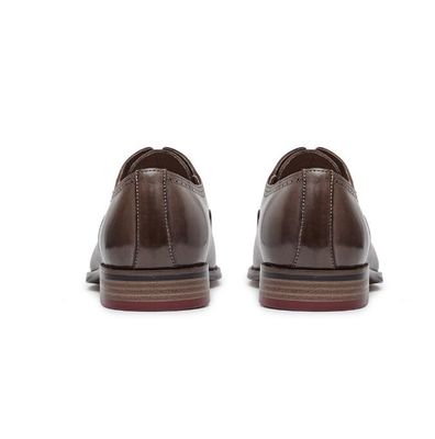 Round Toe Fashion Men Dress Shoes , Lace Up OEM Dark Brown Oxford Shoes