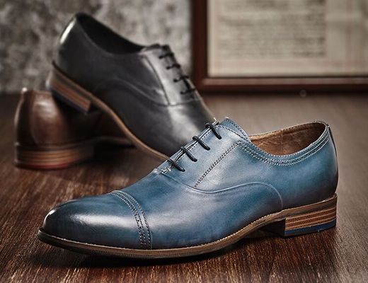 Round Toe Fashion Men Dress Shoes , Lace Up OEM Dark Brown Oxford Shoes