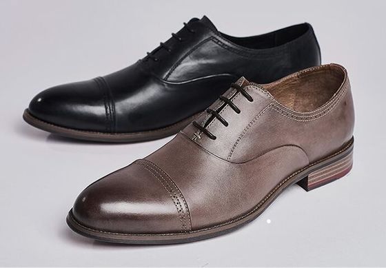 Round Toe Fashion Men Dress Shoes , Lace Up OEM Dark Brown Oxford Shoes