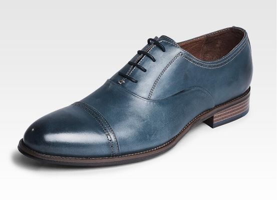 Round Toe Fashion Men Dress Shoes , Lace Up OEM Dark Brown Oxford Shoes