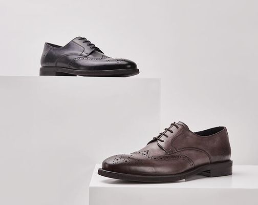 Outdoor Mens Brown Patent Leather Shoes , Mixed Color Square Toe Luxury Mens Shoes