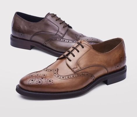 Outdoor Mens Brown Patent Leather Shoes , Mixed Color Square Toe Luxury Mens Shoes