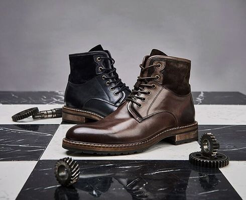 Normal Size Men'S Casual Shoes Winter Lace Up Warm Mens Leather Ankle Boots