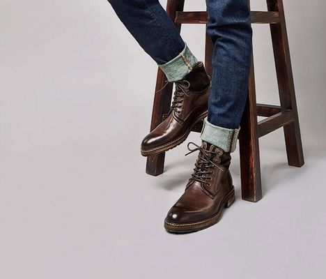 Normal Size Men'S Casual Shoes Winter Lace Up Warm Mens Leather Ankle Boots