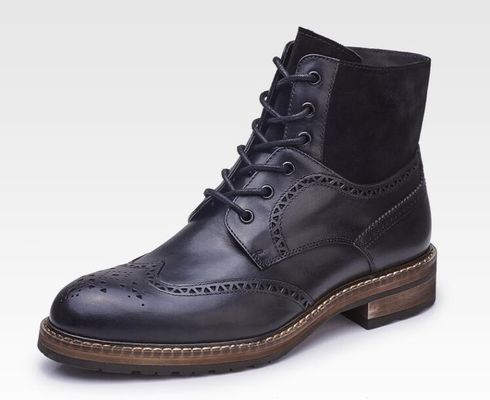 Pointed Toe Mens Brown Leather Chelsea Boots , Leather Lace Up Ankle Boots For Party