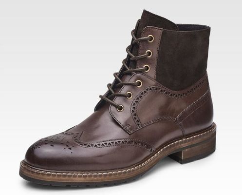 Pointed Toe Mens Brown Leather Chelsea Boots , Leather Lace Up Ankle Boots For Party