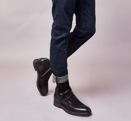 Goodyear Welted Leather Boots , Retro Mens Brogue Chelsea Boots
