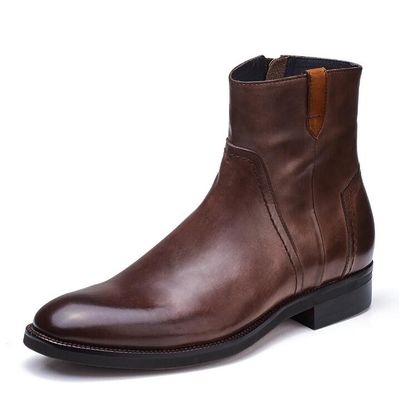 British Carved Leisure Mens Ankle Boots Pointed Toe Brogue Style Chelsea Boots