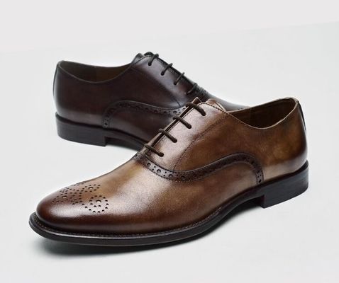 Lace Up Men Brogue Shoes Low Luxury Heel Dress Shoes With 37 - 48 Size