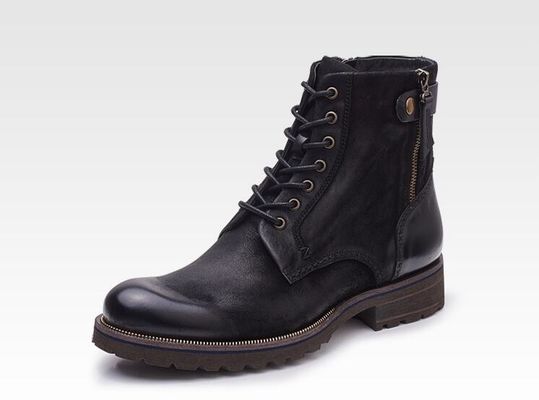Normal Size Mens Brown Chelsea Boots Full Grain Leather High Top Casual Shoes