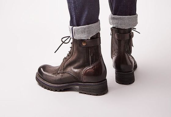 Normal Size Mens Brown Chelsea Boots Full Grain Leather High Top Casual Shoes