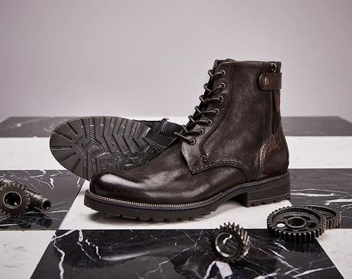 Normal Size Mens Brown Chelsea Boots Full Grain Leather High Top Casual Shoes