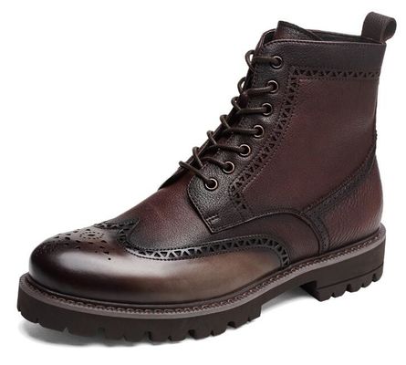 Black / Brown Men'S Leather Brogue Ankle Boots Pointed Toe Fashion Style