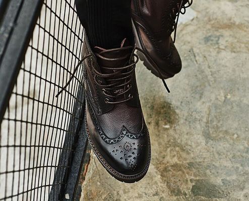 Black / Brown Men'S Leather Brogue Ankle Boots Pointed Toe Fashion Style