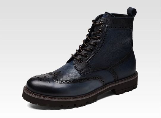 Black / Brown Men'S Leather Brogue Ankle Boots Pointed Toe Fashion Style