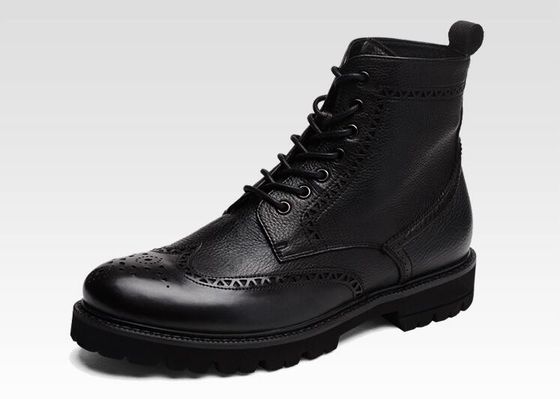 Black / Brown Men'S Leather Brogue Ankle Boots Pointed Toe Fashion Style