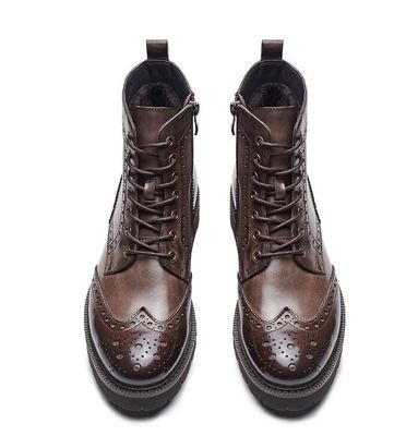 Warm Marten Mens Suede Desert Boots Low Heel Nubuck Leather Ankle Boots With Sewing Thread