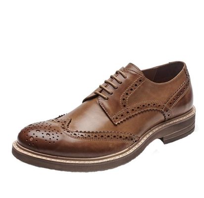 Handmade Burnished Mens Formal Leather Shoes , Bespoke Mens Brown Lace Up Dress Shoes