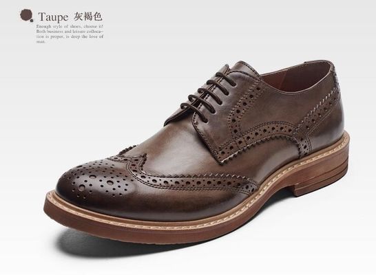 Handmade Burnished Mens Formal Leather Shoes , Bespoke Mens Brown Lace Up Dress Shoes