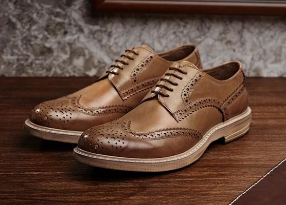 Handmade Burnished Mens Formal Leather Shoes , Bespoke Mens Brown Lace Up Dress Shoes