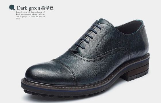 Woven Formal Mens Leather Dress Shoes Elegant Goodyear Welted Shoes With Two Cap Toe