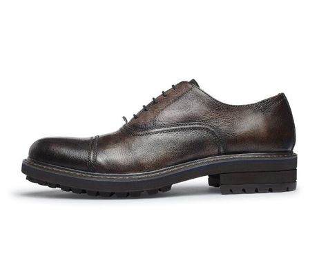 Woven Formal Mens Leather Dress Shoes Elegant Goodyear Welted Shoes With Two Cap Toe