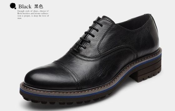 Woven Formal Mens Leather Dress Shoes Elegant Goodyear Welted Shoes With Two Cap Toe