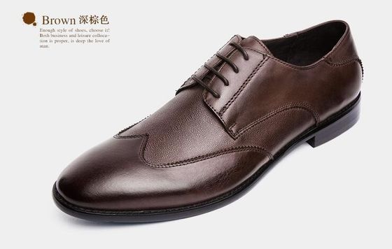 Anti - Slip Italy Handmade Oxford Shoes , Full Grain Leather Mens Brown Formal Shoes