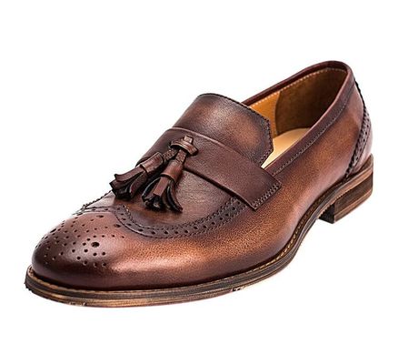 Spring / Autumn Brown Mens Woven Leather Slip On Shoes For Party