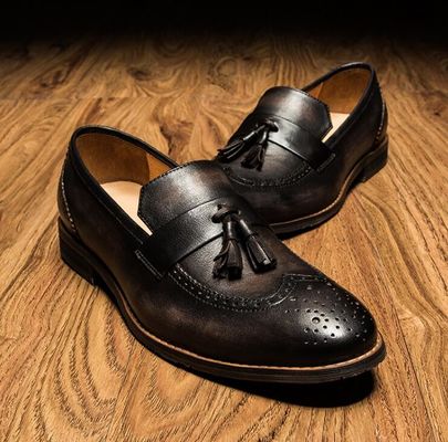 Spring / Autumn Brown Mens Woven Leather Slip On Shoes For Party