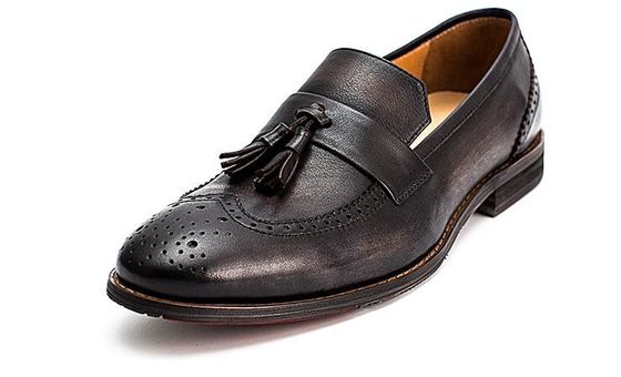 Spring / Autumn Brown Mens Woven Leather Slip On Shoes For Party