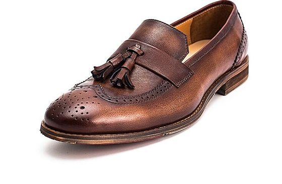 Spring / Autumn Brown Mens Woven Leather Slip On Shoes For Party