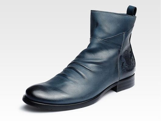 Round Toe Mens Ankle Boots Genunine Leather Casual Mens Elevator Boots