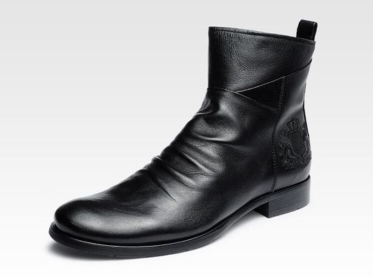 Round Toe Mens Ankle Boots Genunine Leather Casual Mens Elevator Boots