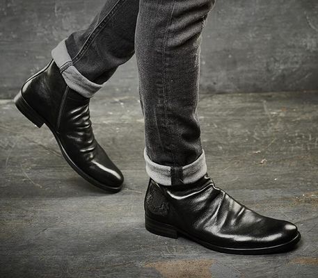 Round Toe Mens Ankle Boots Genunine Leather Casual Mens Elevator Boots