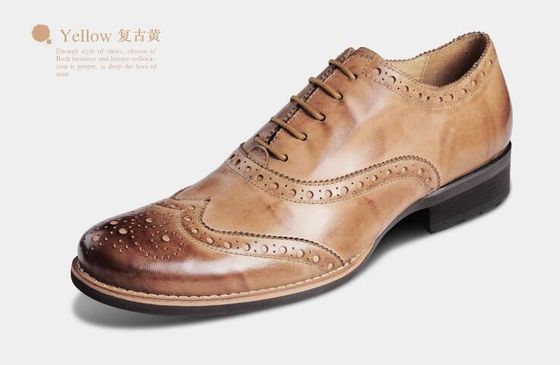 Soft Men'S Casual Shoes Normal Size Brown Leather Brogue Sneakers