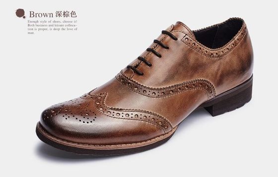 Soft Men'S Casual Shoes Normal Size Brown Leather Brogue Sneakers