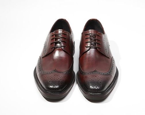 Derby Style Mens Brown Lace Up Shoes Flat Mens Woven Leather Slip On Shoes