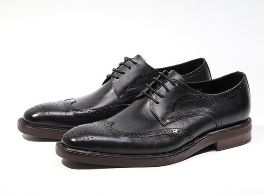 Derby Style Mens Brown Lace Up Shoes Flat Mens Woven Leather Slip On Shoes