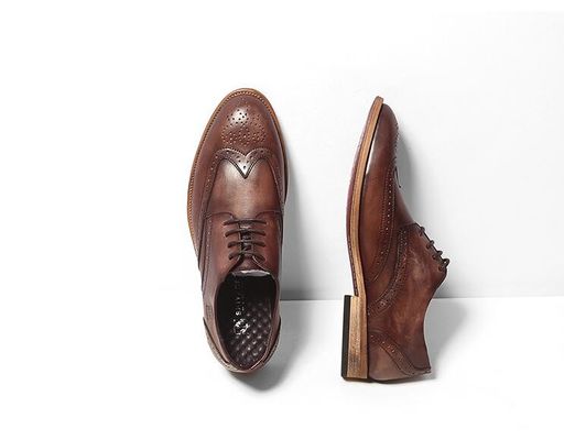 Genuine Leather Flat Mens Black Oxford Shoes , Classic Vintage Lace Up Dress Shoes