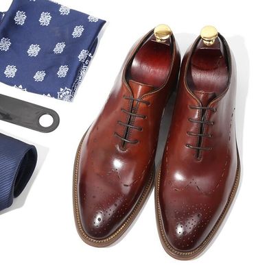 Handmade Patent Wedding Mens Leather Dress Shoes Oxfords Style With Black Striped