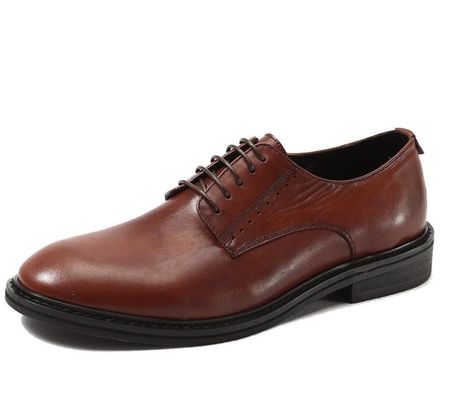 Fashion Embossing Mens Leather Dress Shoes Brown Round Toe Standard Dance Shoes