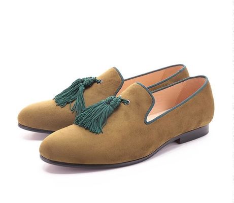 High End Mens Velvet Loafers With Tassels Size Customized